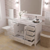 Virtu USA Caroline Avenue 48" Single Bath Vanity with White Quartz Top and Square Sink with Matching Mirror