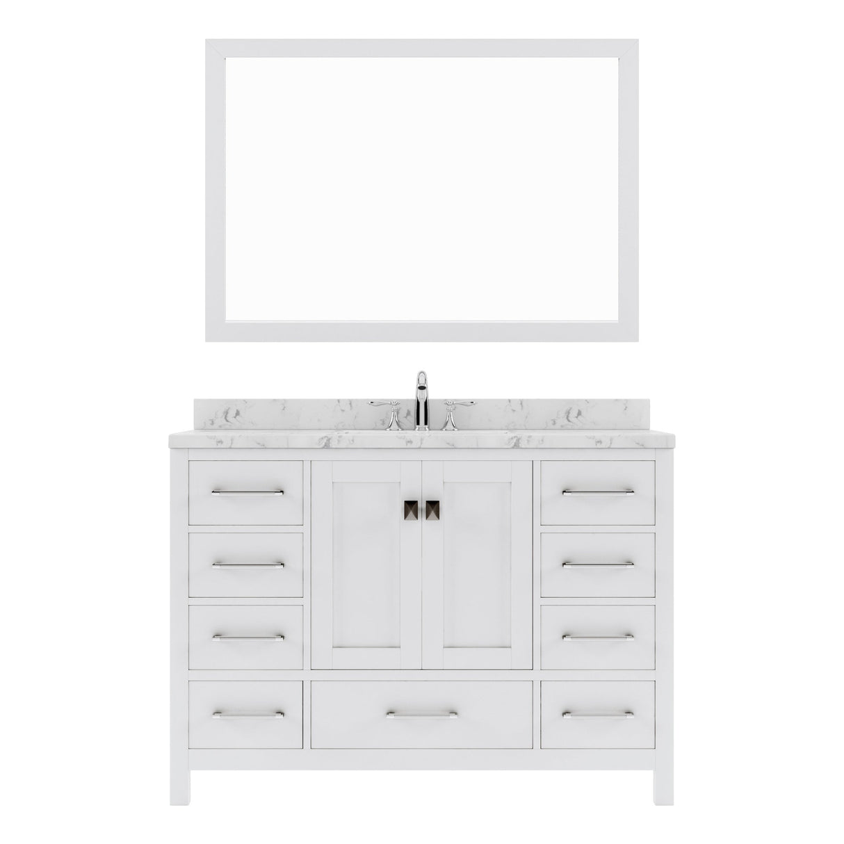 Virtu USA Caroline Avenue 48" Single Bath Vanity with White Quartz Top and Square Sink with Matching Mirror - Luxe Bathroom Vanities