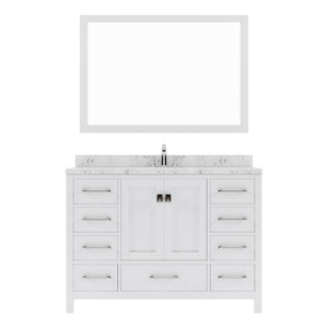 Virtu USA Caroline Avenue 48" Single Bath Vanity with White Quartz Top and Square Sink with Matching Mirror - Luxe Bathroom Vanities