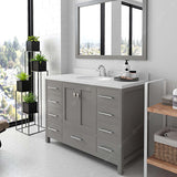 Virtu USA Caroline Avenue 48" Single Bath Vanity with Dazzle White Quartz Top and Round Sink with Brushed Nickel Faucet with Matching Mirror