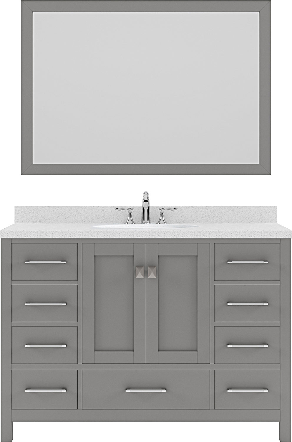 Virtu USA Caroline Avenue 48" Single Bath Vanity with Dazzle White Top and Round Sink with Brushed Nickel Faucet and Mirror - Luxe Bathroom Vanities Luxury Bathroom Fixtures Bathroom Furniture