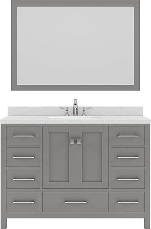 Virtu USA Caroline Avenue 48" Single Bath Vanity with Dazzle White Top and Round Sink with Brushed Nickel Faucet and Mirror - Luxe Bathroom Vanities Luxury Bathroom Fixtures Bathroom Furniture
