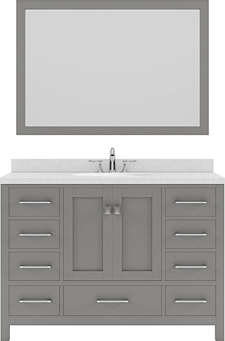 Virtu USA Caroline Avenue 48" Single Bath Vanity with Dazzle White Top and Round Sink with Mirror - Luxe Bathroom Vanities Luxury Bathroom Fixtures Bathroom Furniture