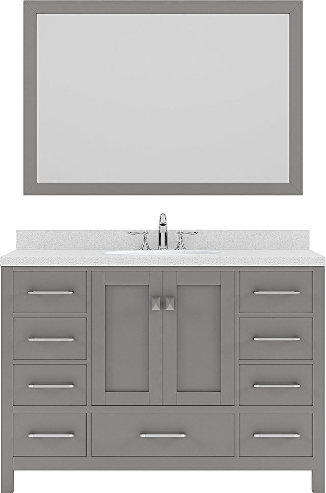 Virtu USA Caroline Avenue 48" Single Bath Vanity with Dazzle White Top and Round Sink with Mirror - Luxe Bathroom Vanities Luxury Bathroom Fixtures Bathroom Furniture