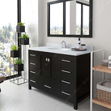 Virtu USA Caroline Avenue 48" Single Bath Vanity with Dazzle White Quartz Top and Round Sink with Brushed Nickel Faucet with Matching Mirror