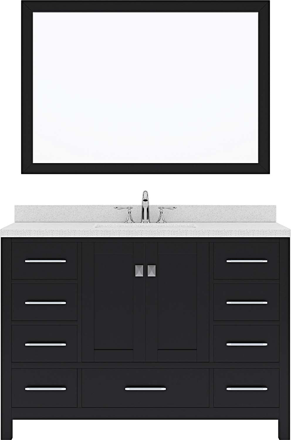 Virtu USA Caroline Avenue 48" Single Bath Vanity with Dazzle White Top and Round Sink with Brushed Nickel Faucet and Mirror - Luxe Bathroom Vanities Luxury Bathroom Fixtures Bathroom Furniture