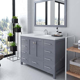 Virtu USA Caroline Avenue 48" Single Bath Vanity with Dazzle White Quartz Top and Round Sink with Brushed Nickel Faucet with Matching Mirror