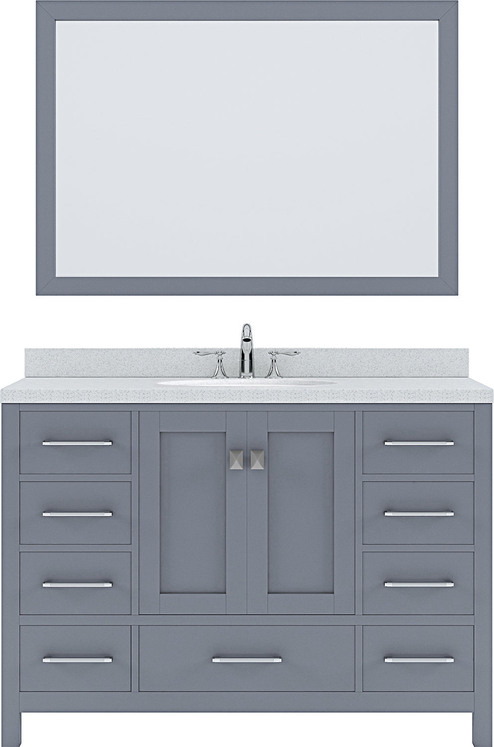 Virtu USA Caroline Avenue 48" Single Bath Vanity with Dazzle White Top and Round Sink with Brushed Nickel Faucet and Mirror - Luxe Bathroom Vanities Luxury Bathroom Fixtures Bathroom Furniture