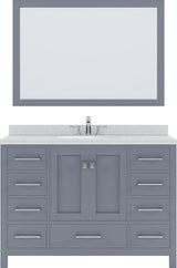 Virtu USA Caroline Avenue 48" Single Bath Vanity with Dazzle White Top and Round Sink with Brushed Nickel Faucet and Mirror - Luxe Bathroom Vanities Luxury Bathroom Fixtures Bathroom Furniture