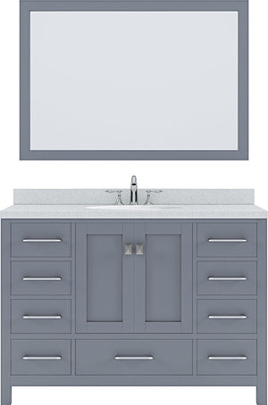 Virtu USA Caroline Avenue 48" Single Bath Vanity with Dazzle White Top and Round Sink with Brushed Nickel Faucet and Mirror - Luxe Bathroom Vanities Luxury Bathroom Fixtures Bathroom Furniture