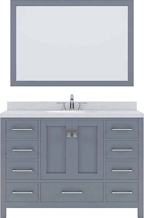 Virtu USA Caroline Avenue 48" Single Bath Vanity with Dazzle White Top and Round Sink with Mirror - Luxe Bathroom Vanities Luxury Bathroom Fixtures Bathroom Furniture