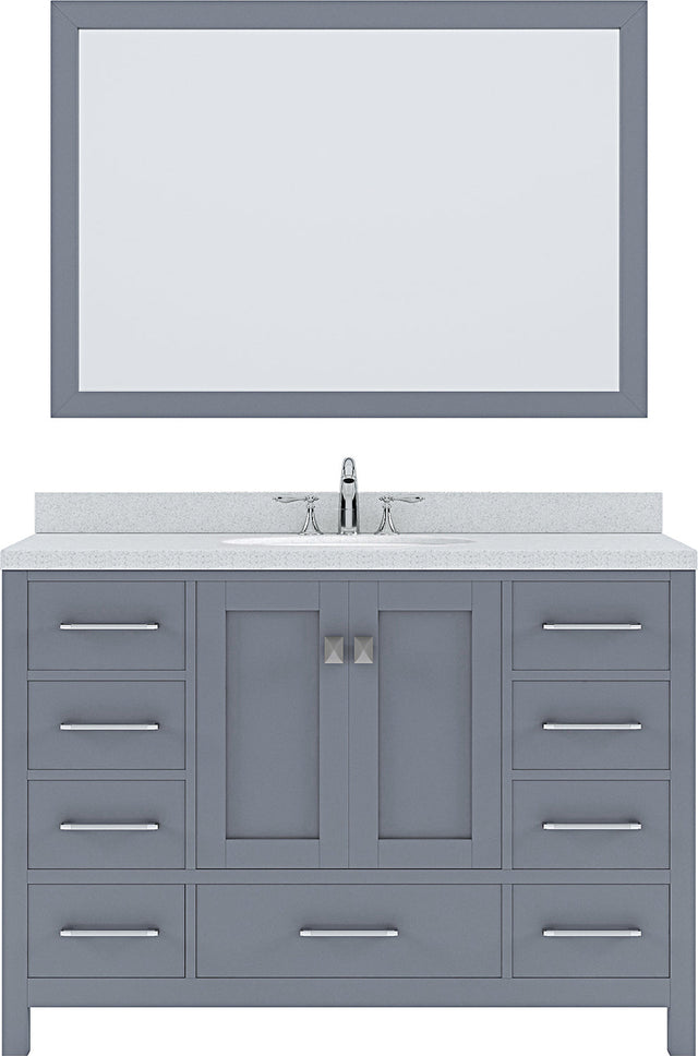 Virtu USA Caroline Avenue 48" Single Bath Vanity with Dazzle White Top and Round Sink with Mirror - Luxe Bathroom Vanities Luxury Bathroom Fixtures Bathroom Furniture