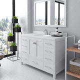 Virtu USA Caroline Avenue 48" Single Bath Vanity with Dazzle White Quartz Top and Round Sink with Brushed Nickel Faucet with Matching Mirror