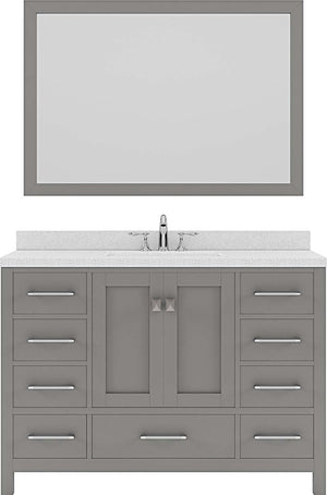 Virtu USA Caroline Avenue 48" Single Bath Vanity with Dazzle White Top and Square Sink with Polished Chrome Faucet and Mirror - Luxe Bathroom Vanities