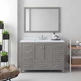 Virtu USA Caroline Avenue 48" Single Bath Vanity with Dazzle White Quartz Top and Square Sink with Matching Mirror