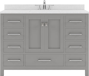 Virtu USA Caroline Avenue 48" Single Bath Vanity with Dazzle White Top and Square Sink - Luxe Bathroom Vanities