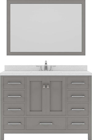 Virtu USA Caroline Avenue 48" Single Bath Vanity in Cashmere Grey with Dazzle White Top and Square Sink with Mirror - Luxe Bathroom Vanities Luxury Bathroom Fixtures Bathroom Furniture