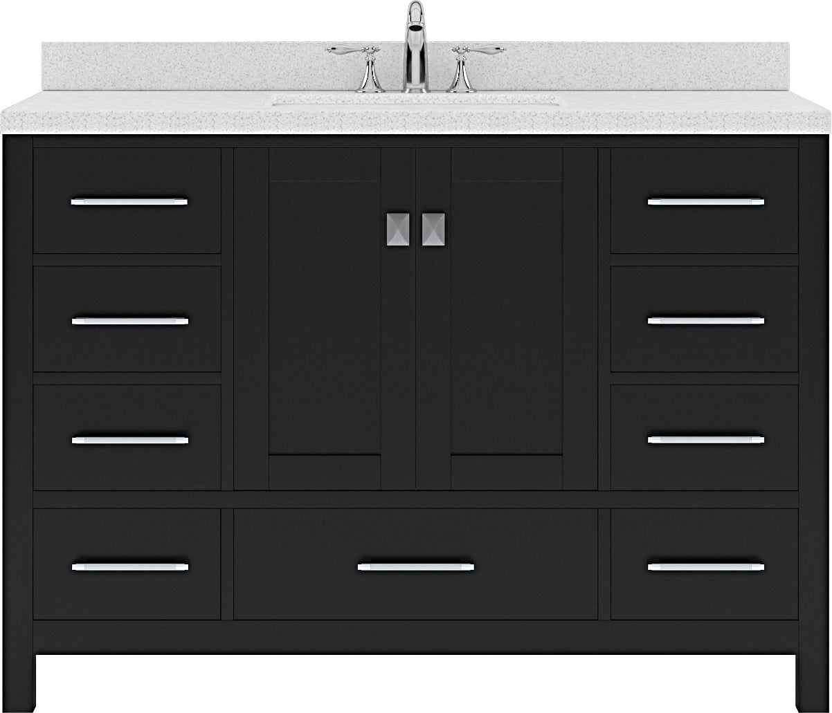 Virtu USA Caroline Avenue 48" Single Bath Vanity in Espresso with Dazzle White Top and Square Sink - Luxe Bathroom Vanities Luxury Bathroom Fixtures Bathroom Furniture