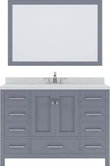 Virtu USA Caroline Avenue 48" Single Bath Vanity with Dazzle White Top and Square Sink with Polished Chrome Faucet and Mirror - Luxe Bathroom Vanities