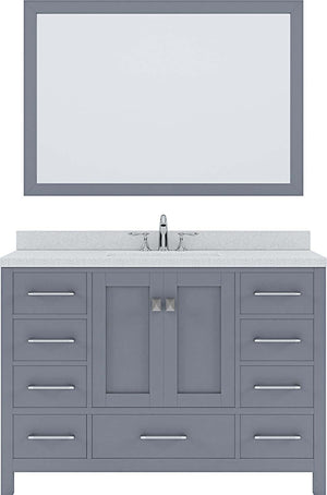 Virtu USA Caroline Avenue 48" Single Bath Vanity with Dazzle White Top and Square Sink with Polished Chrome Faucet and Mirror - Luxe Bathroom Vanities