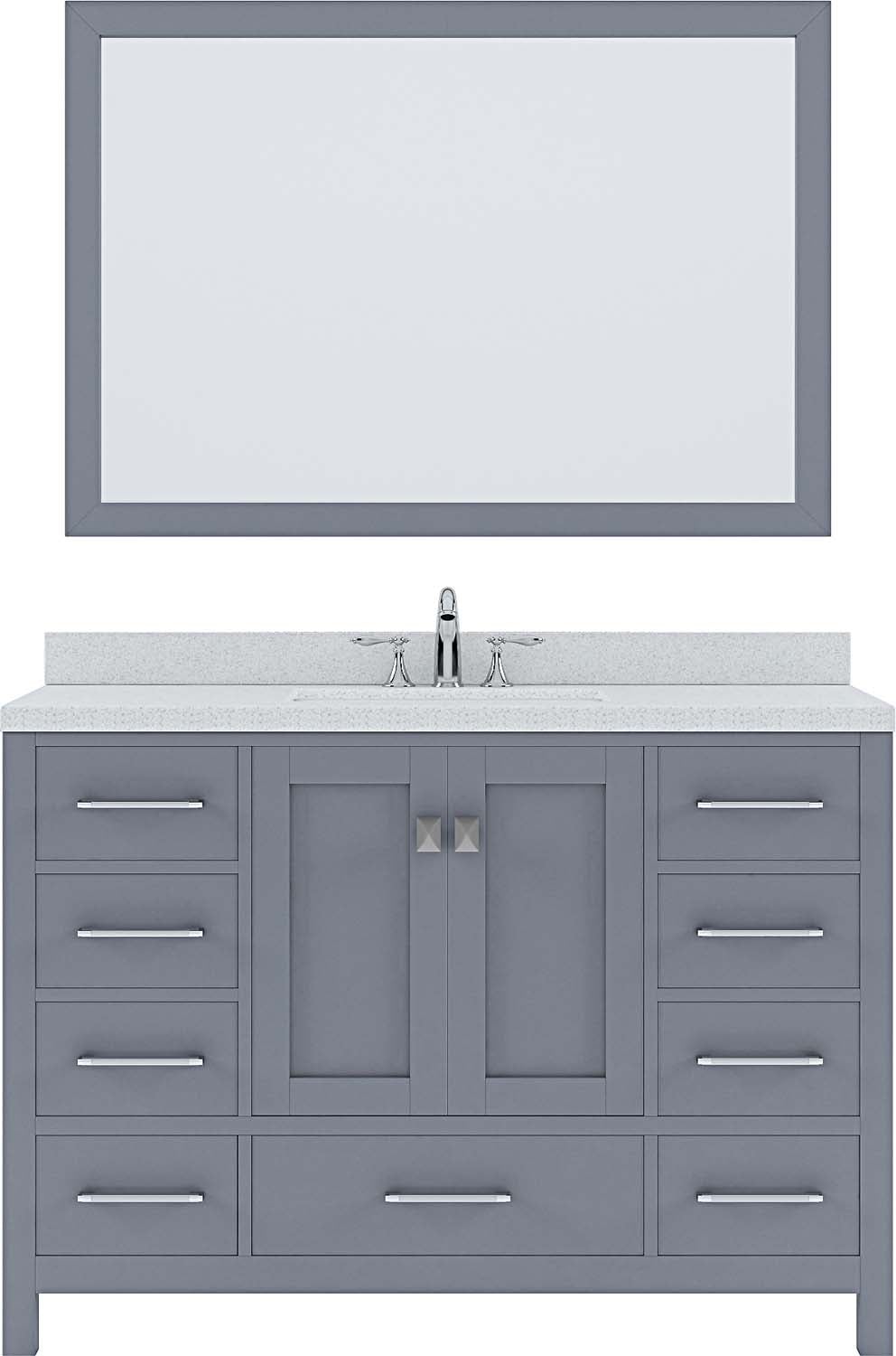 Virtu USA Caroline Avenue 48" Single Bath Vanity with Dazzle White Top and Square Sink with Mirror - Luxe Bathroom Vanities