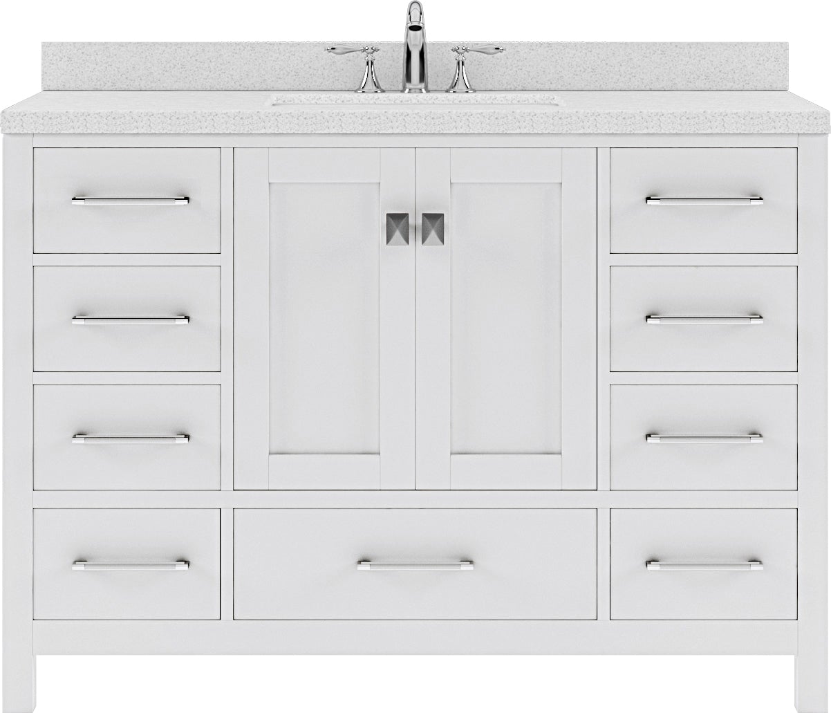 Virtu USA Caroline Avenue 48" Single Bath Vanity with Dazzle White Top and Square Sink - Luxe Bathroom Vanities