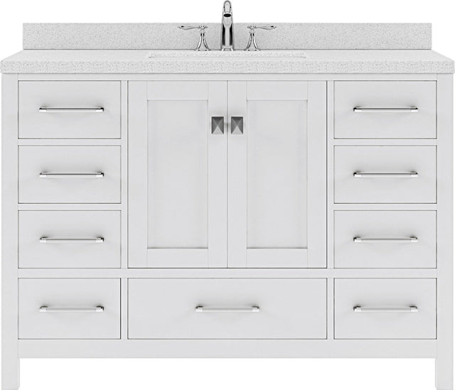 Virtu USA Caroline Avenue 48" Single Bath Vanity with Dazzle White Top and Square Sink - Luxe Bathroom Vanities