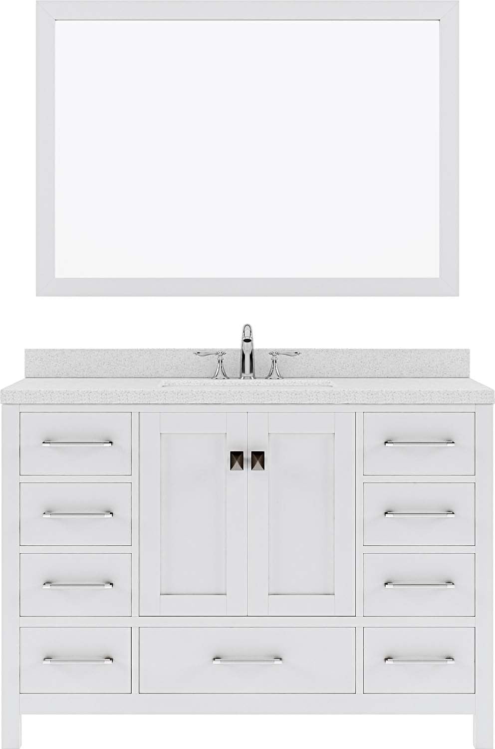 Virtu USA Caroline Avenue 48" Single Bath Vanity with Dazzle White Top and Square Sink with Mirror - Luxe Bathroom Vanities