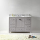 Virtu USA Caroline Avenue 48" Single Bath Vanity with White Marble Top and Round Sink