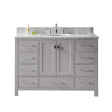 Virtu USA Caroline Avenue 48" Single Bath Vanity in Cashmere Grey with Marble Top and Round Sink - Luxe Bathroom Vanities Luxury Bathroom Fixtures Bathroom Furniture