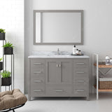 Virtu USA Caroline Avenue 48" Single Bath Vanity with White Marble Top and Round Sink with Brushed Nickel Faucet with Matching Mirror