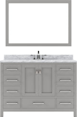 Virtu USA Caroline Avenue 48" Single Bath Vanity with Marble Top and Round Sink with Brushed Nickel Faucet and Mirror - Luxe Bathroom Vanities