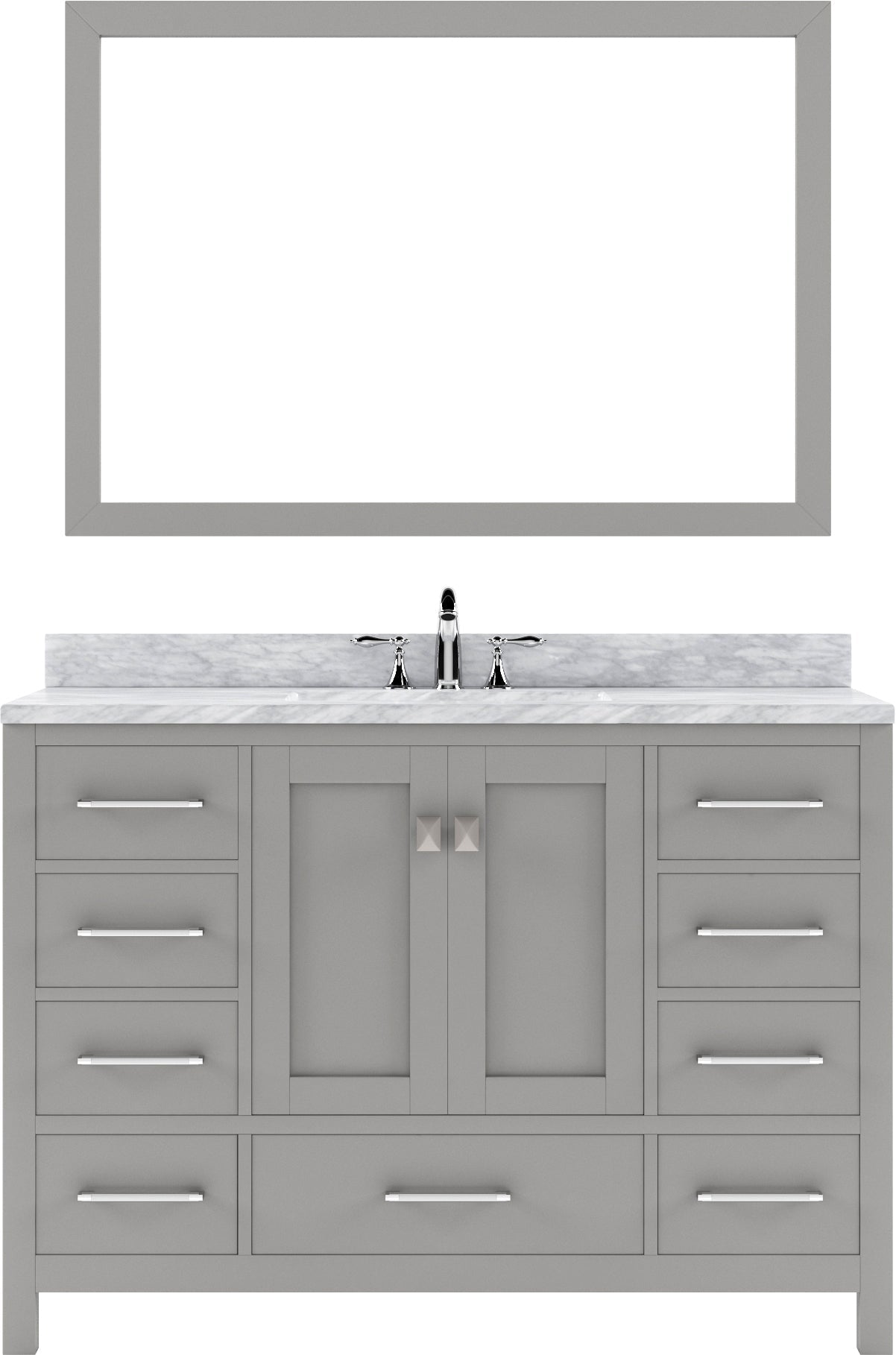 Virtu USA Caroline Avenue 48" Single Bath Vanity with Marble Top and Round Sink with Polished Chrome Faucet and Mirror - Luxe Bathroom Vanities