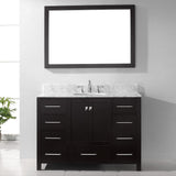 Virtu USA Caroline Avenue 48" Single Bath Vanity with White Marble Top and Round Sink with Brushed Nickel Faucet with Matching Mirror