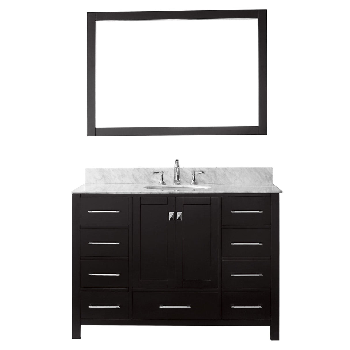 Virtu USA Caroline Avenue 48" Single Bath Vanity with Marble Top and Round Sink with Brushed Nickel Faucet and Mirror - Luxe Bathroom Vanities