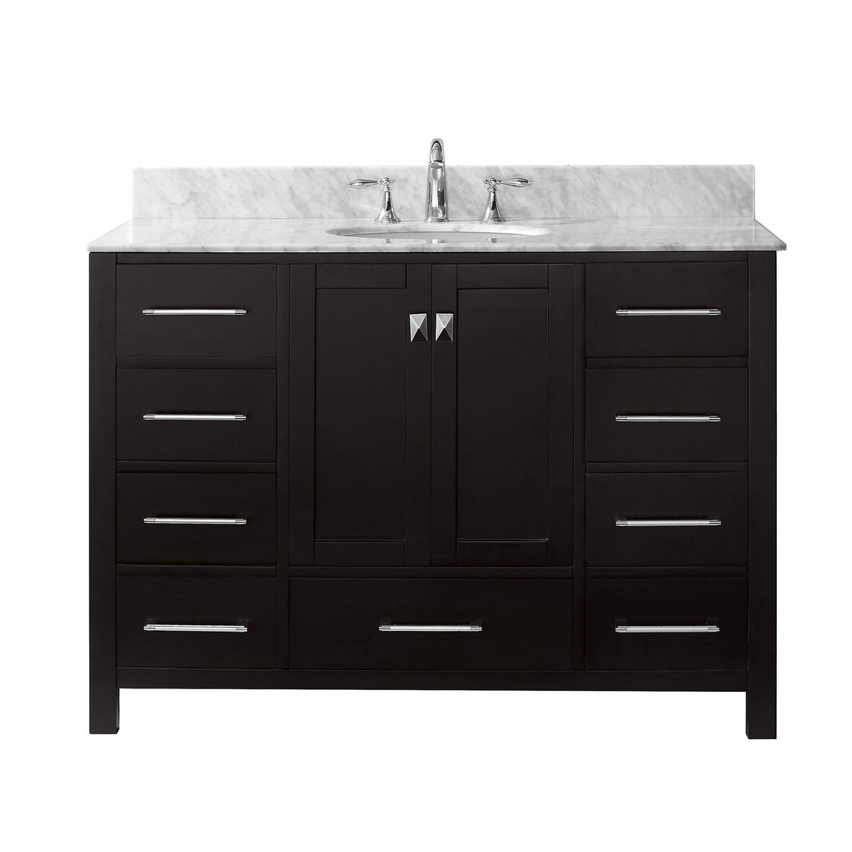 Virtu USA Caroline Avenue 48" Single Bath Vanity with Marble Top and Round Sink - Luxe Bathroom Vanities