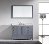 Virtu USA Caroline Avenue 48" Single Bath Vanity with White Marble Top and Round Sink with Brushed Nickel Faucet with Matching Mirror