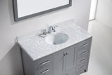 Virtu USA Caroline Avenue 48" Single Bath Vanity with White Marble Top and Round Sink with Brushed Nickel Faucet with Matching Mirror