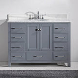 Virtu USA Caroline Avenue 48" Single Bath Vanity with White Marble Top and Round Sink