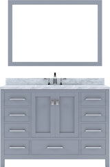 Virtu USA Caroline Avenue 48" Single Bath Vanity with Marble Top and Round Sink with Polished Chrome Faucet and Mirror - Luxe Bathroom Vanities