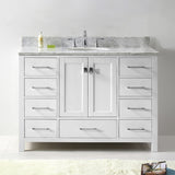 Virtu USA Caroline Avenue 48" Single Bath Vanity with White Marble Top and Round Sink