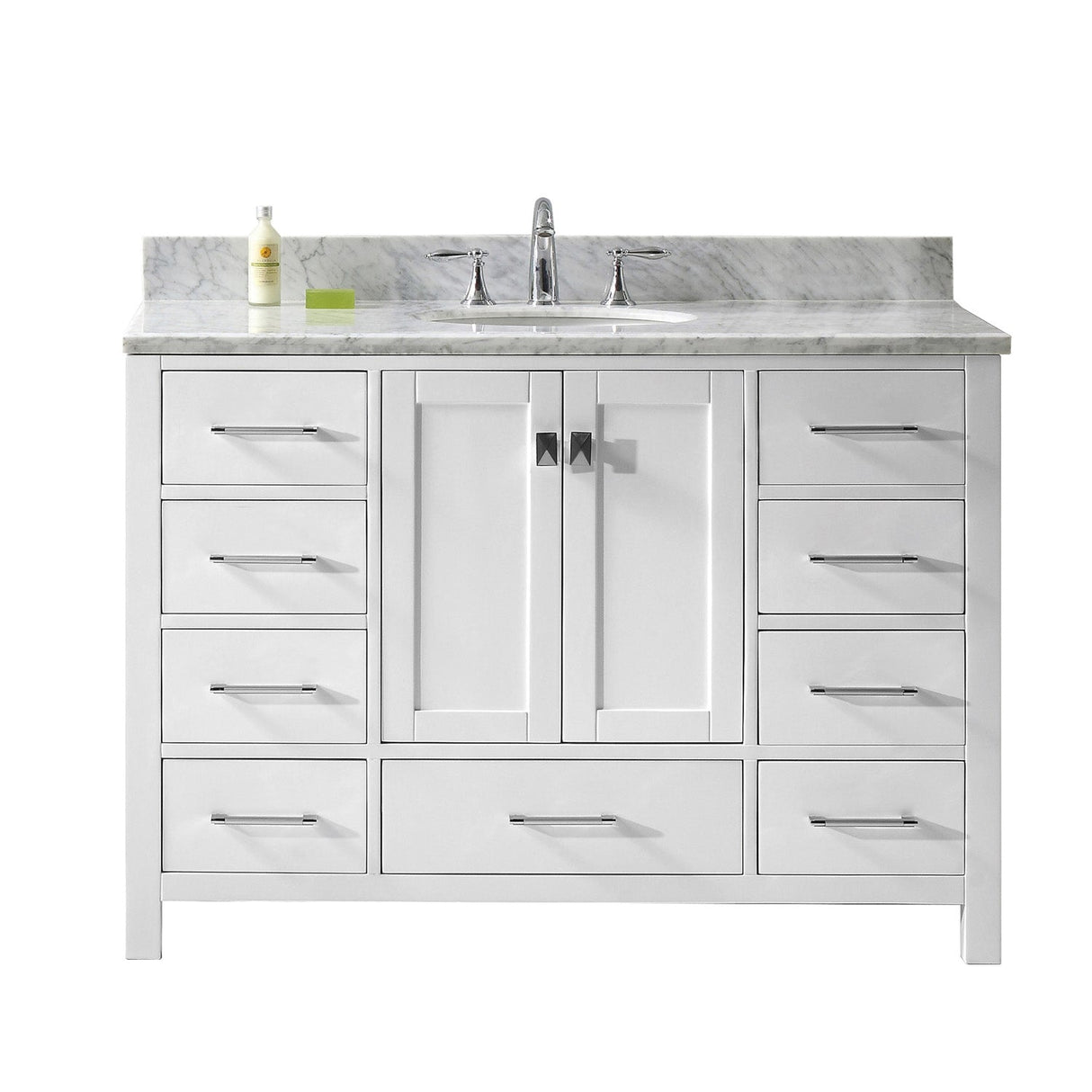 Virtu USA Caroline Avenue 48" Single Bath Vanity with Marble Top and Round Sink - Luxe Bathroom Vanities