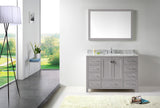 Virtu USA Caroline Avenue 48" Single Bath Vanity with White Marble Top and Square Sink with Polished Chrome Faucet with Matching Mirror