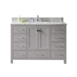 Virtu USA Caroline Avenue 48" Single Bath Vanity in Cashmere Grey with Marble Top and Square Sink - Luxe Bathroom Vanities Luxury Bathroom Fixtures Bathroom Furniture