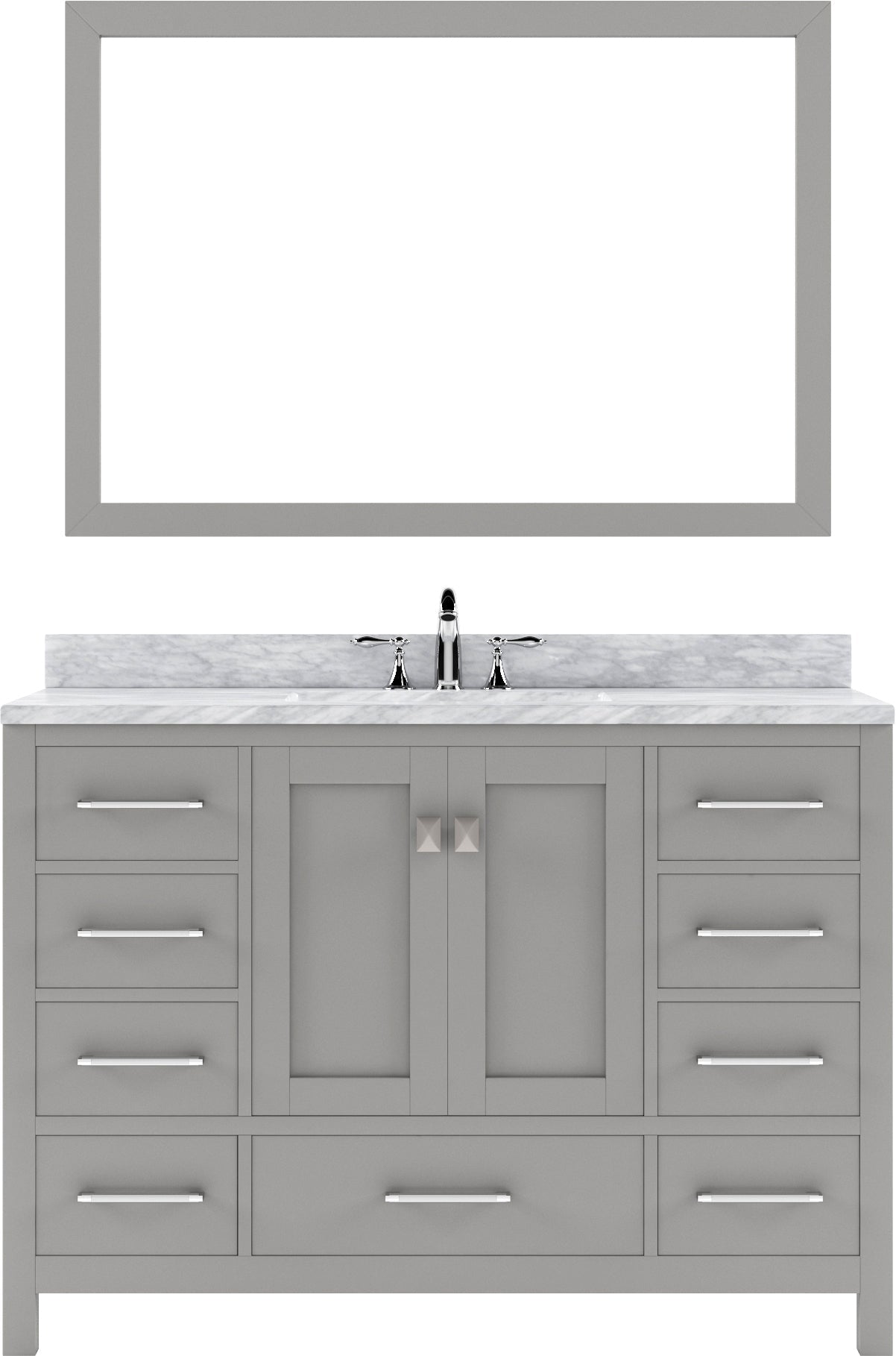 Virtu USA Caroline Avenue 48" Single Bath Vanity with Marble Top and Square Sink with Brushed Nickel Faucet and Mirror - Luxe Bathroom Vanities