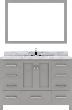 Virtu USA Caroline Avenue 48" Single Bath Vanity with Marble Top and Square Sink with Brushed Nickel Faucet and Mirror - Luxe Bathroom Vanities