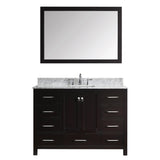 Virtu USA Caroline Avenue 48" Single Bath Vanity with Marble Top and Square Sink with Polished Chrome Faucet and Mirror - Luxe Bathroom Vanities