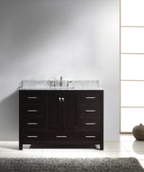 Virtu USA Caroline Avenue 48" Single Bath Vanity with White Marble Top and Square Sink