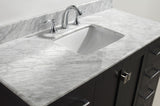 Virtu USA Caroline Avenue 48" Single Bath Vanity in White with White Marble Top and Square Sink with Brushed Nickel Faucet with Matching Mirror