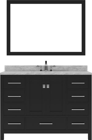 Virtu USA Caroline Avenue 48" Single Bath Vanity with Marble Top and Square Sink with Brushed Nickel Faucet and Mirror - Luxe Bathroom Vanities